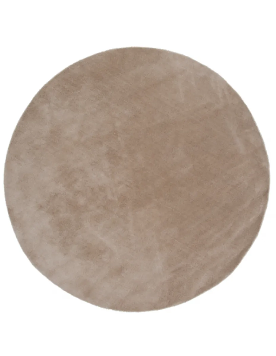 UNDRA Rundt tæppe i polyester Ø200 cm - Beige