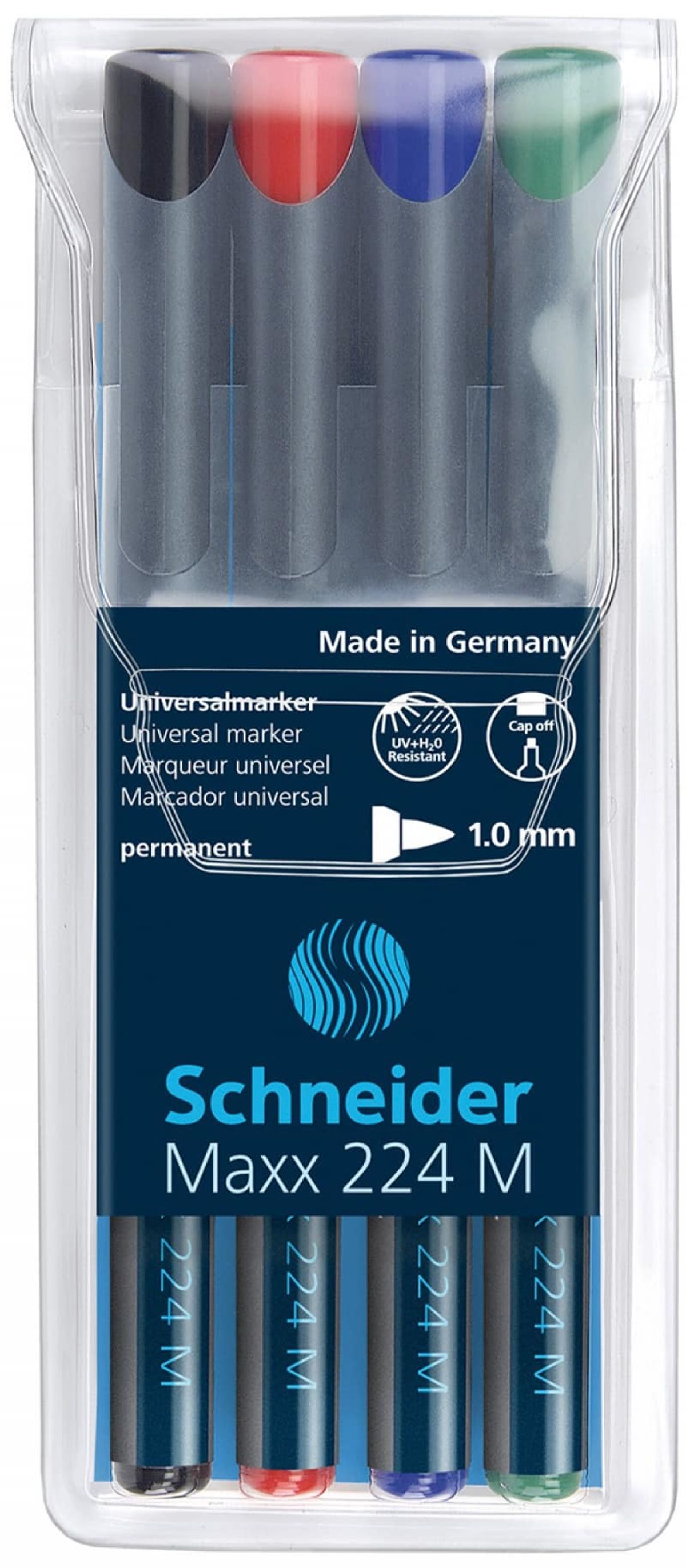 Universal permanent markørsæt SCHNEIDER Maxx 224, M, 0,1mm, 4 stk., farvemix.