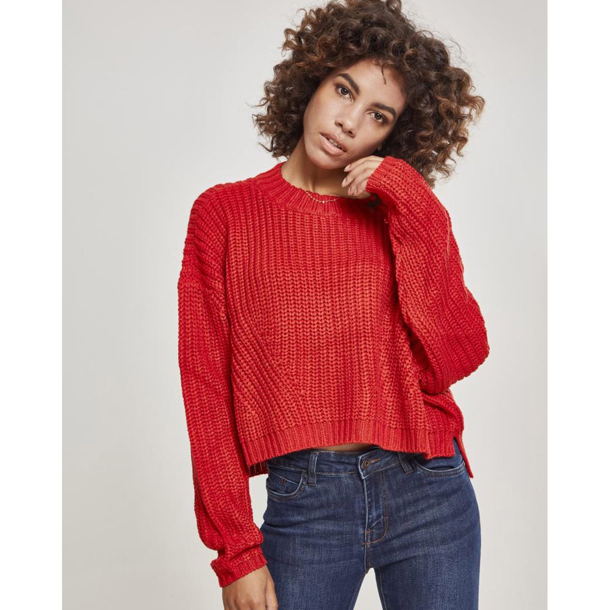 Urban Classics Dame Bred Oversize Sweater Fire red