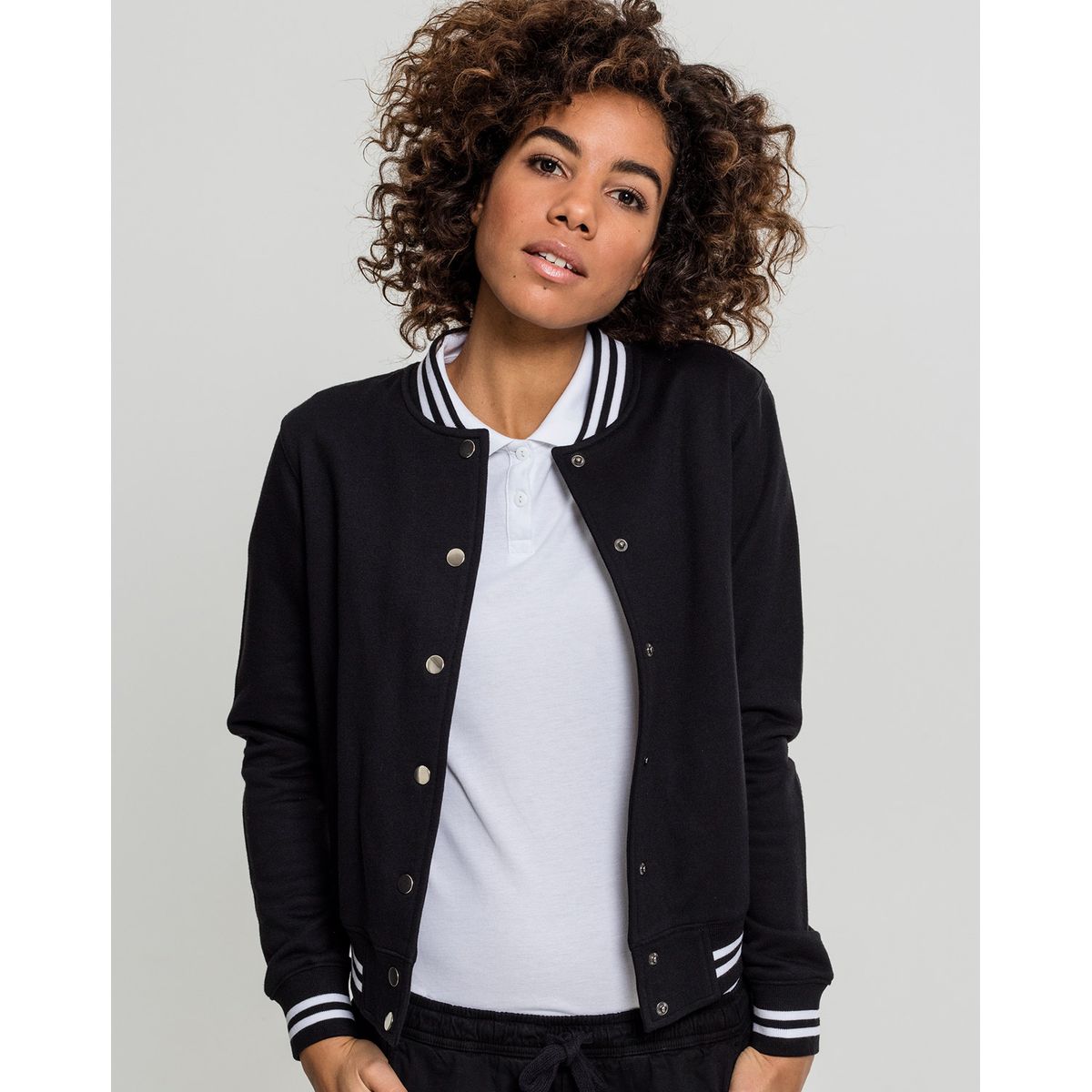 Urban Classics Dame College Sweat Jakke Sort / Sort