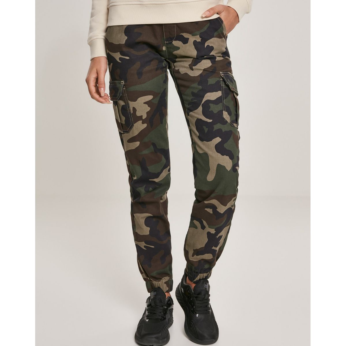 Urban Classics Dame High Waist Camo Cargobukser Woodland