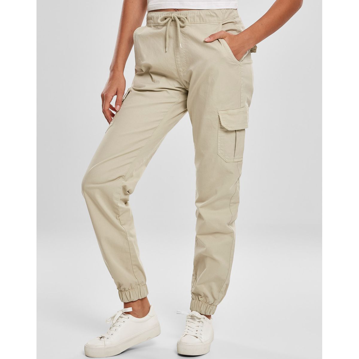 Urban Classics Dame High Waist Cargo Joggingbukser Concrete