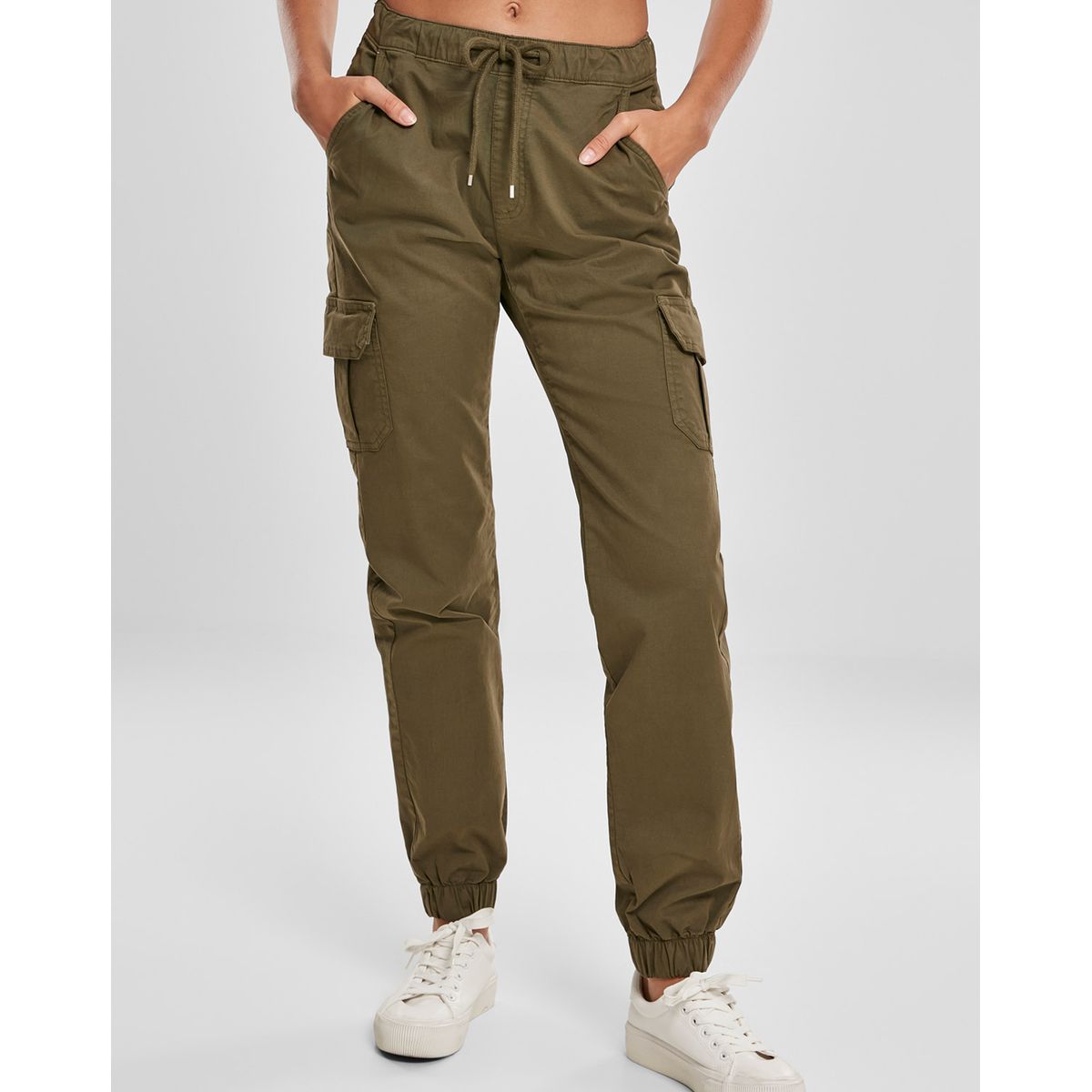 Urban Classics Dame High Waist Cargo Joggingbukser Oliven