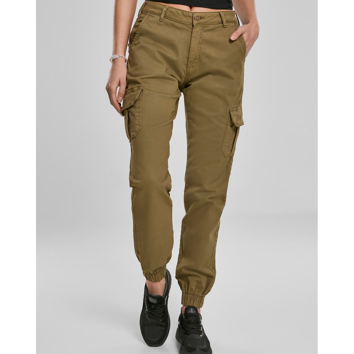 Urban Classics Dame High Waist Cargobukser Oliven