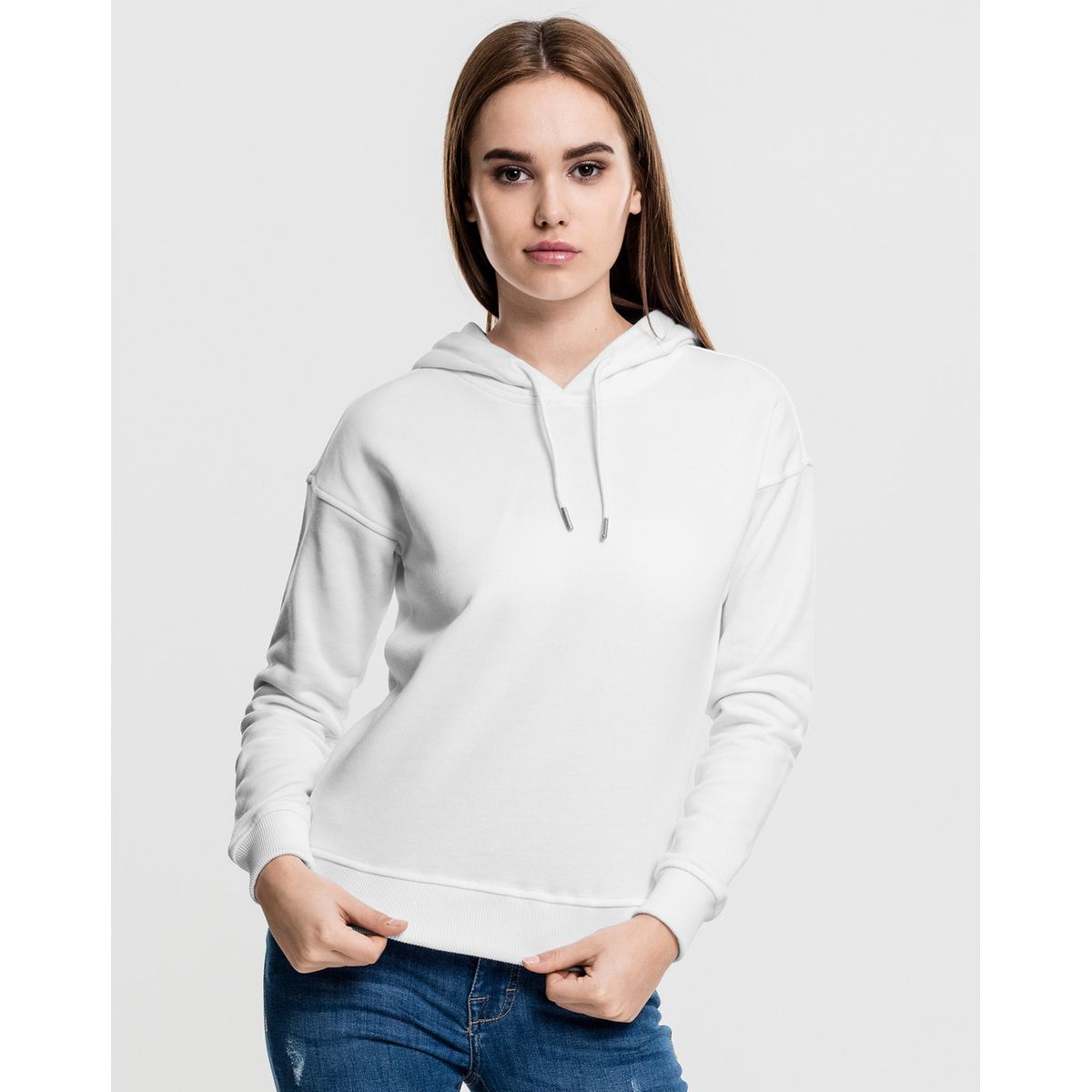 Urban Classics Dame Hoodie Hvid