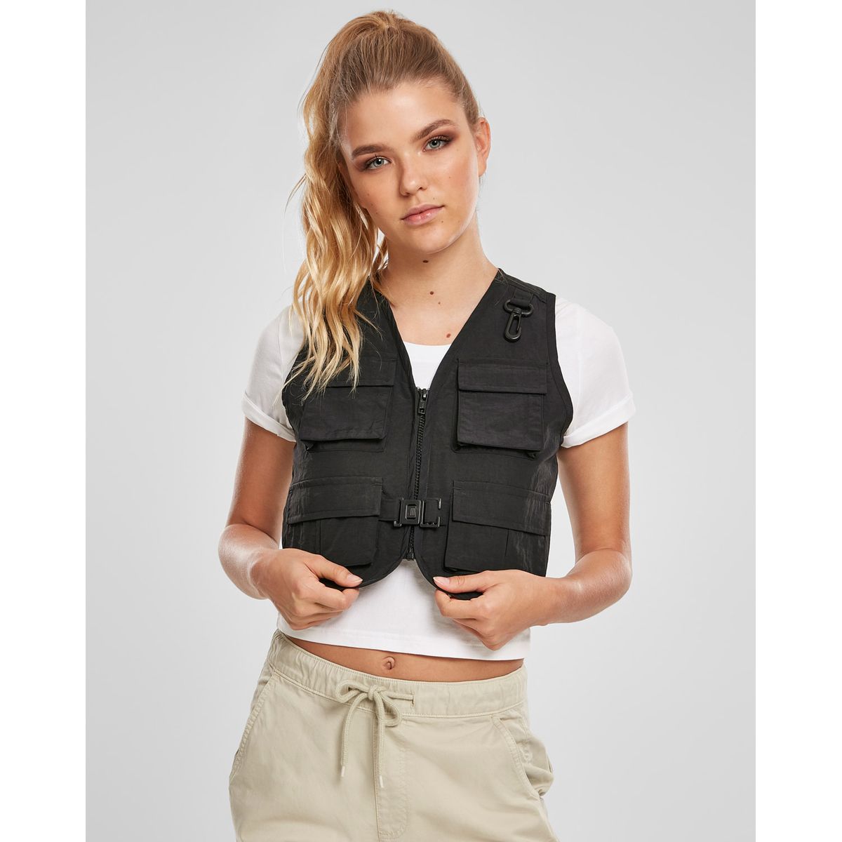 Urban Classics Dame Kort Taktisk Vest Sort