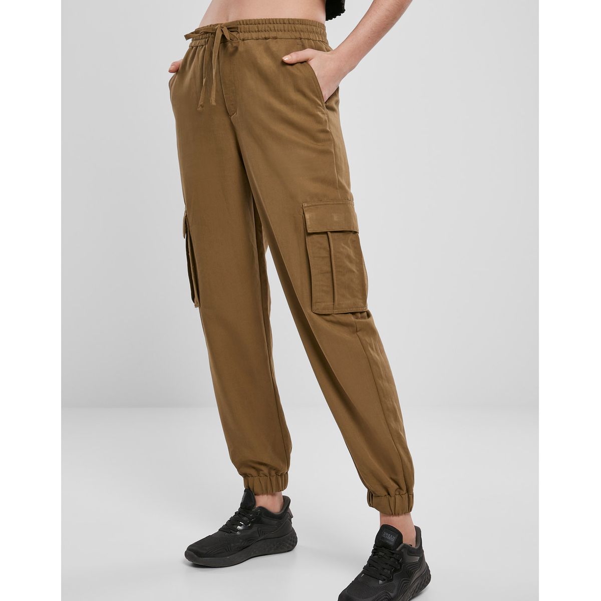 Urban Classics Dame Viskose Twill Cargobukser Oliven