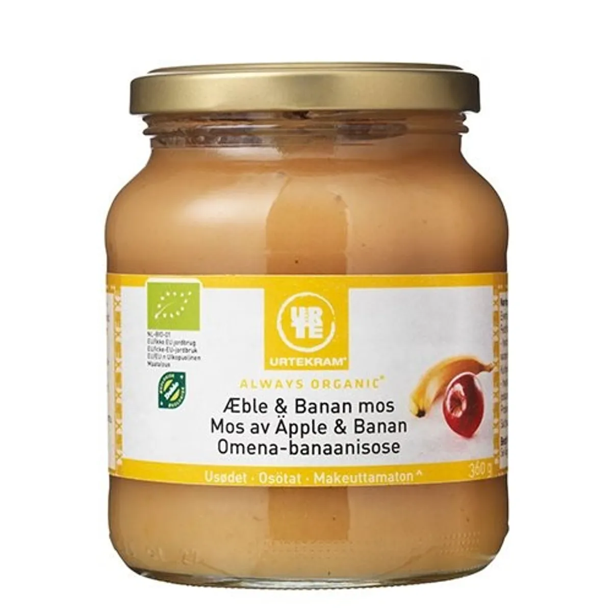 Urtekram Frugtmos m. æble & banan Ø, 360g