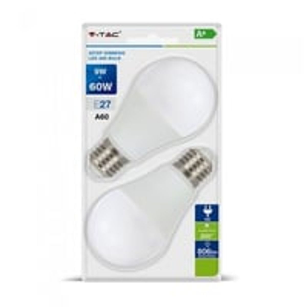 V-Tac 9W LED pre - 3-trin dmpbar, A60, on/off dmpbar, E27 (Erstatter 60W, 806lm, RA80)