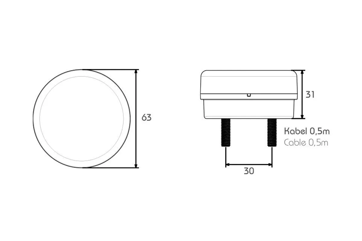 Variant Tågelygte 12V LED for Variant I & II