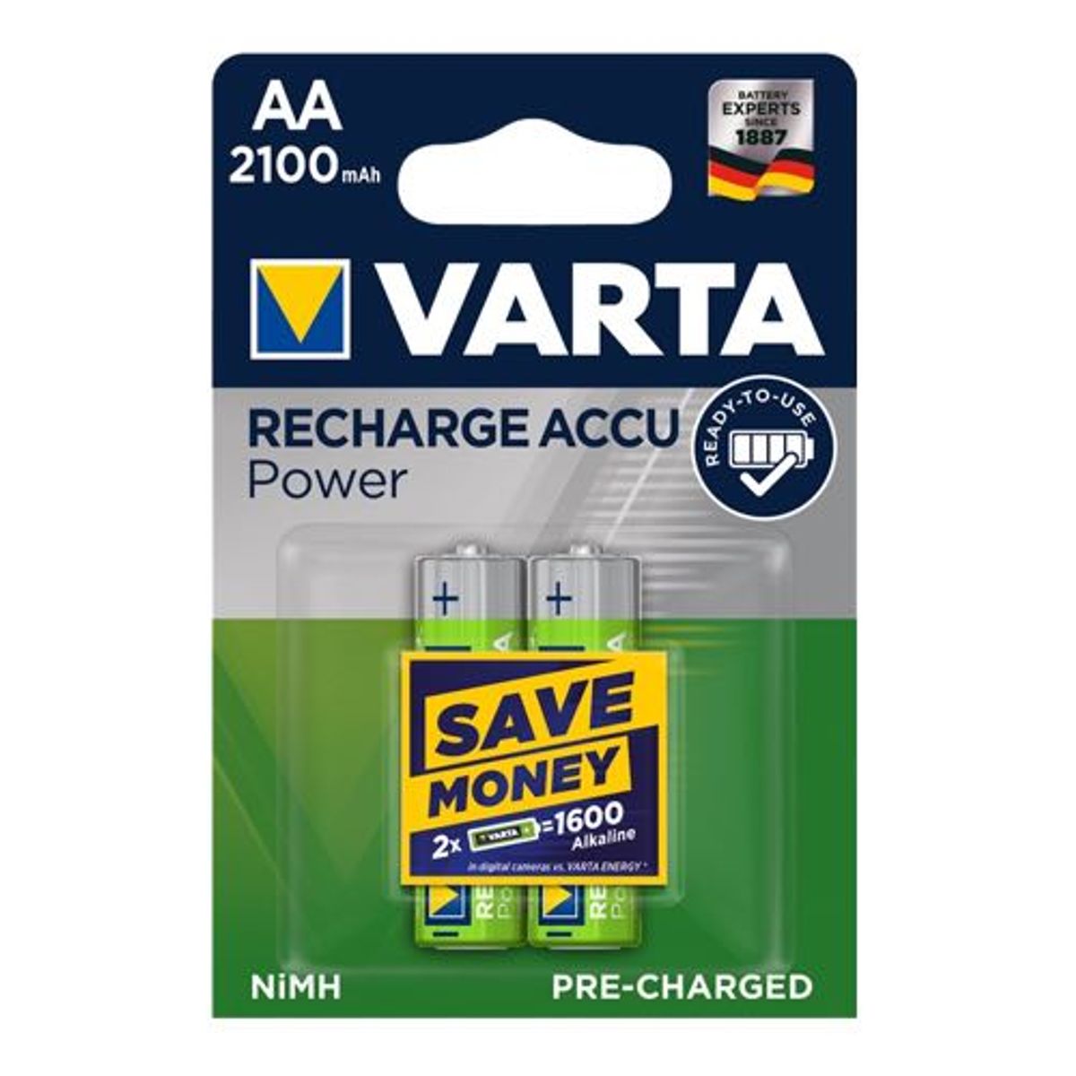 Varta - AA - 2 stk - Genopladelige Ni-MH Batteri (2100 mAh) (1.2V)