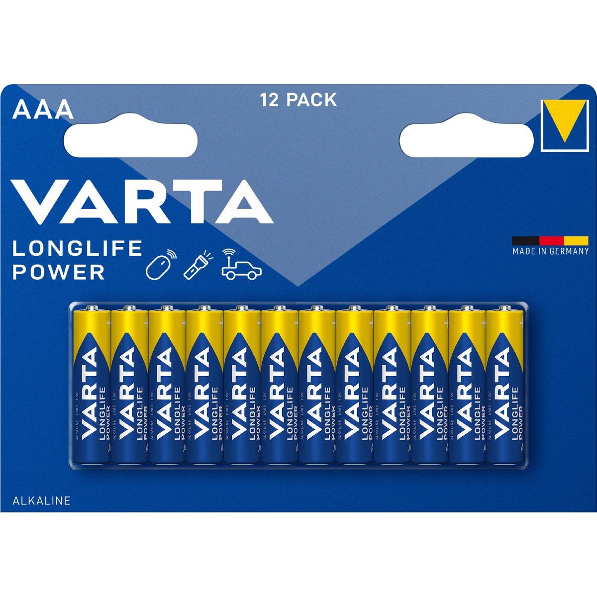 Varta Alkaliske batterier Longlife Power LR03 - AAA 12 stk.