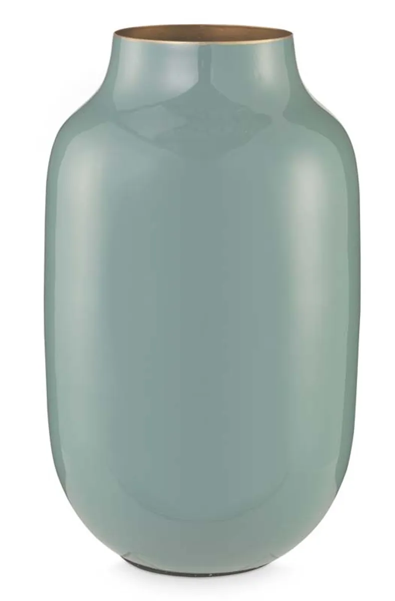 Vase Metal Oval Blue 30cm