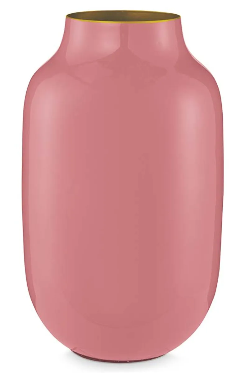 Vase Metal Oval Old Pink 30cm