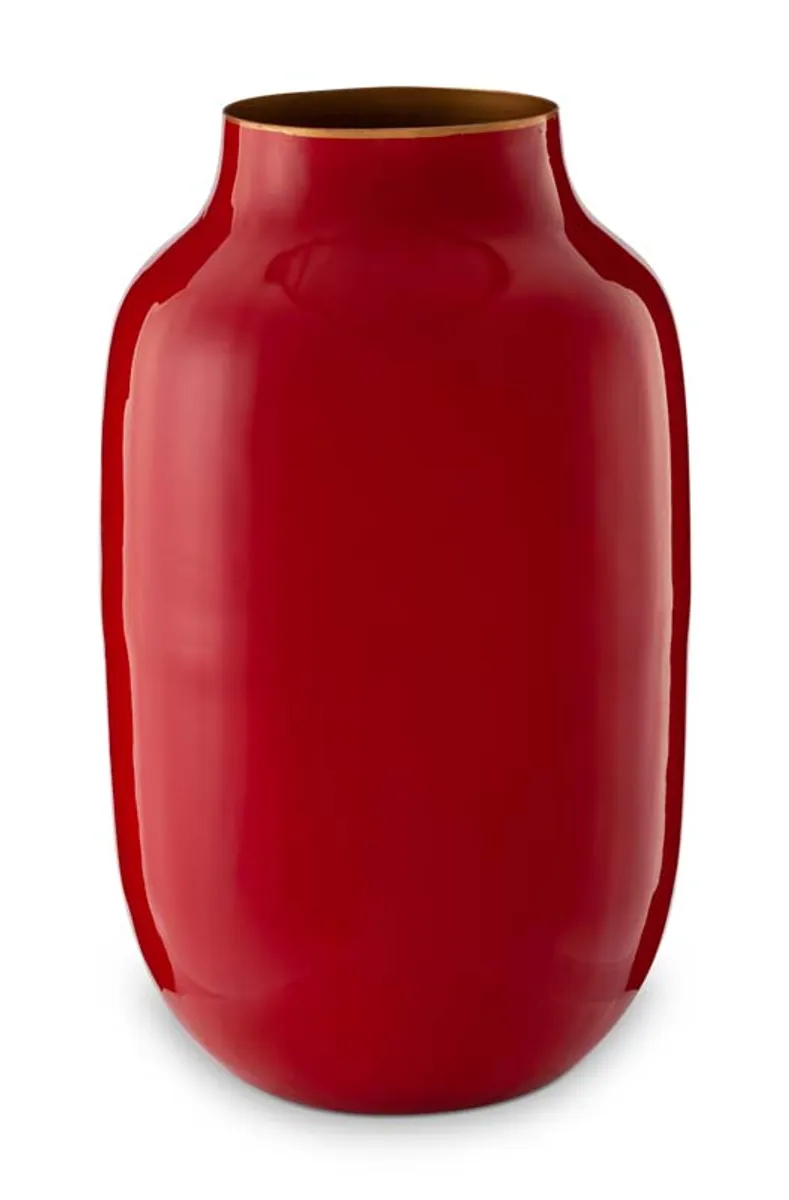 Vase Metal Oval Red 30cm