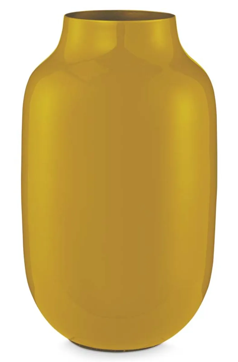 Vase Metal Oval Yellow 30cm