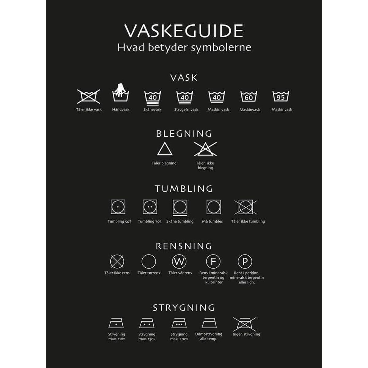 Vaskeguide plakat sort