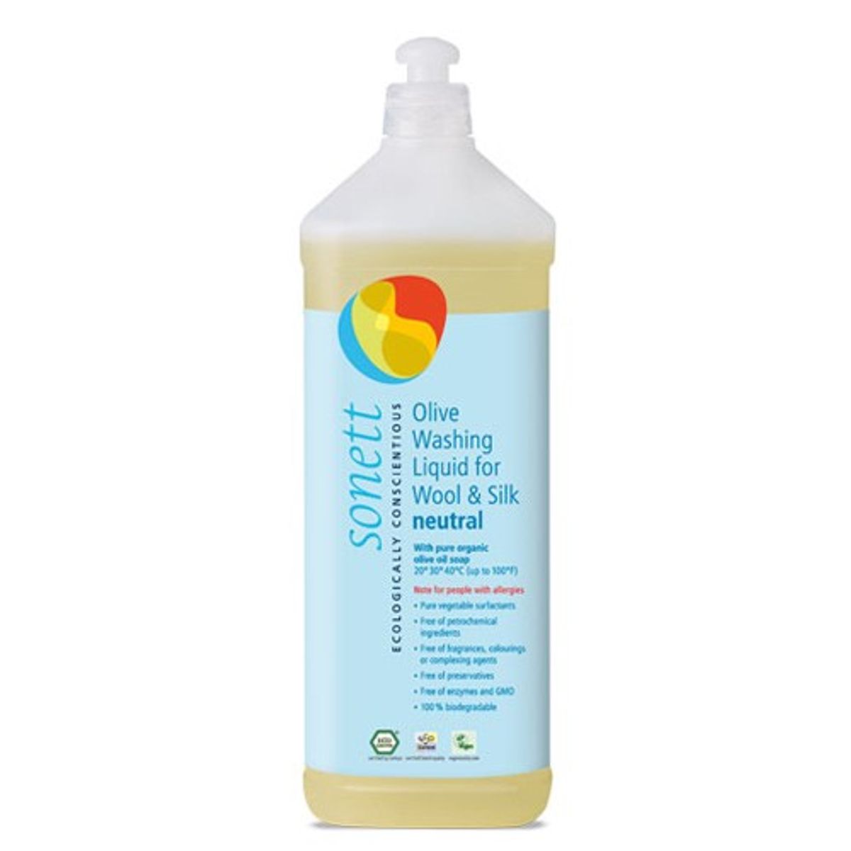 Vaskemiddel uld/silke oliven neutral - 1 ltr - Sonett