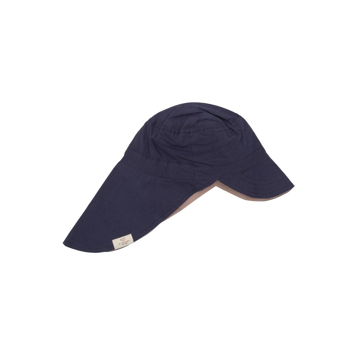 VENDBAR POPLIN SOLHAT MED NAKKESKYGGE - NAVY BEIGE - NAVY BEIGE / 1-2Y