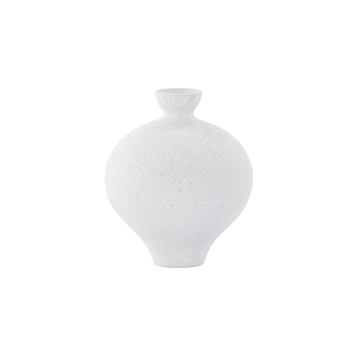 VENTURE DESIGN Rellis vase, rund - hvid/sorte prikker keramik (D6xH24xB20)