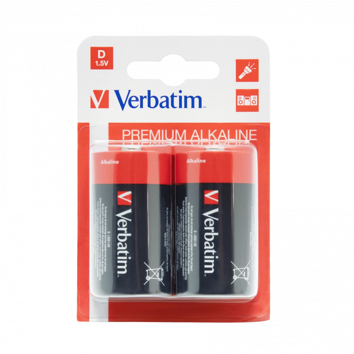 Verbatim Alkaline D / LR20 batteri, 2 pk.