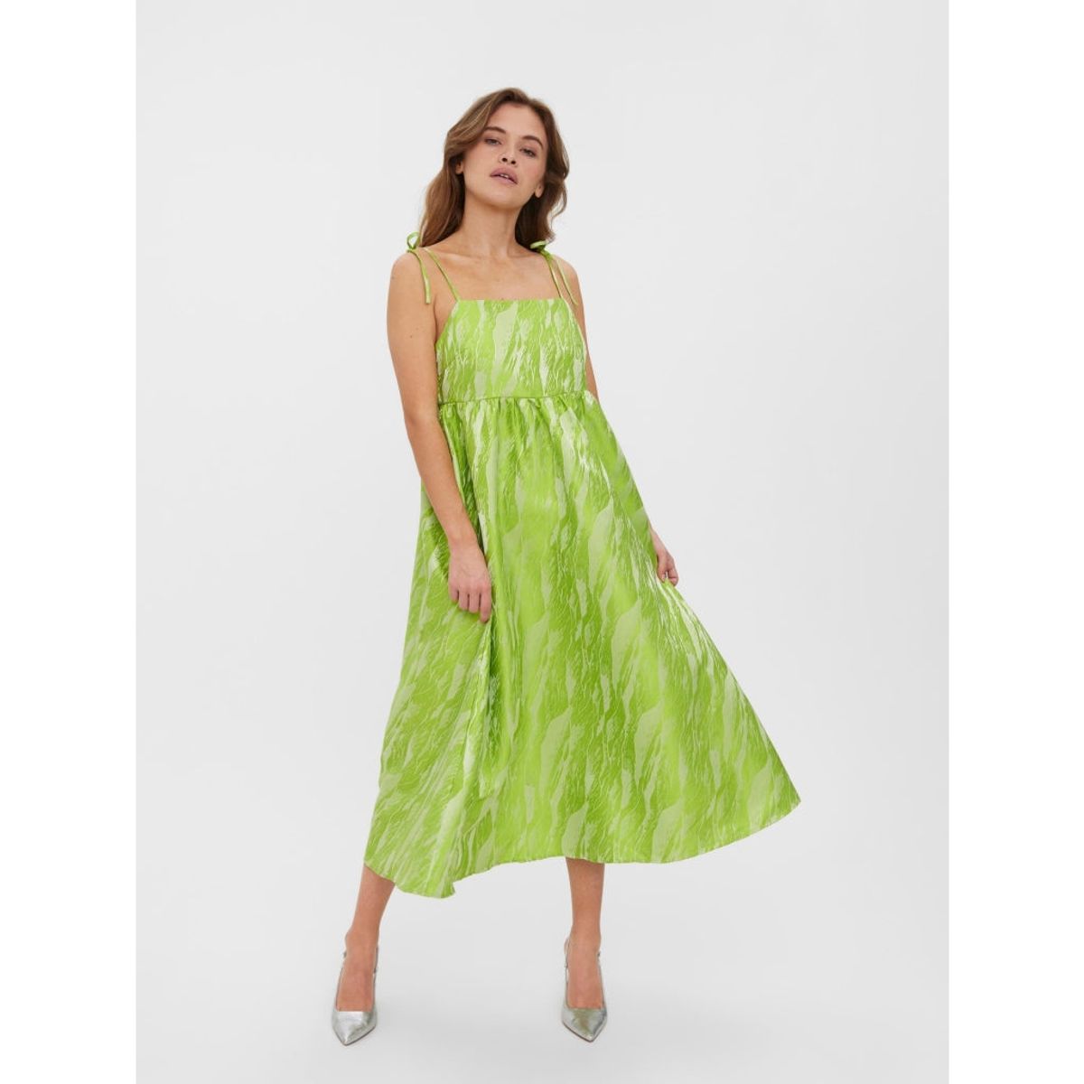 Vero Moda dame kjole VMVARIOUS - Bright Chartreuse Jacquard