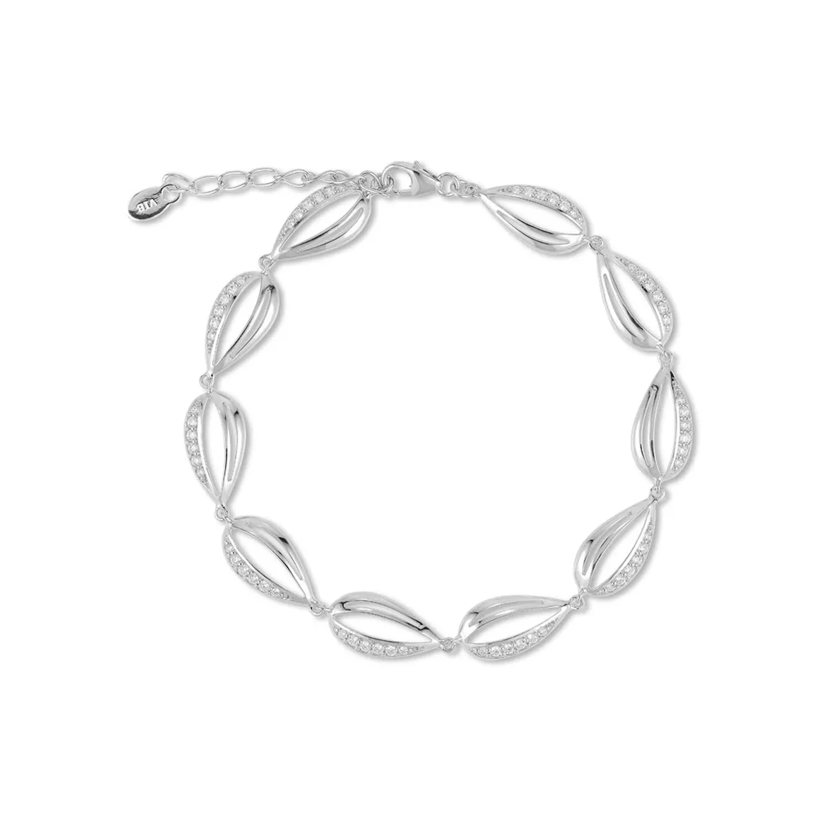 Vibholm Sølv - Armbånd m. zirkonia, 18,5+3 cm Rhodineret sterlingsølv