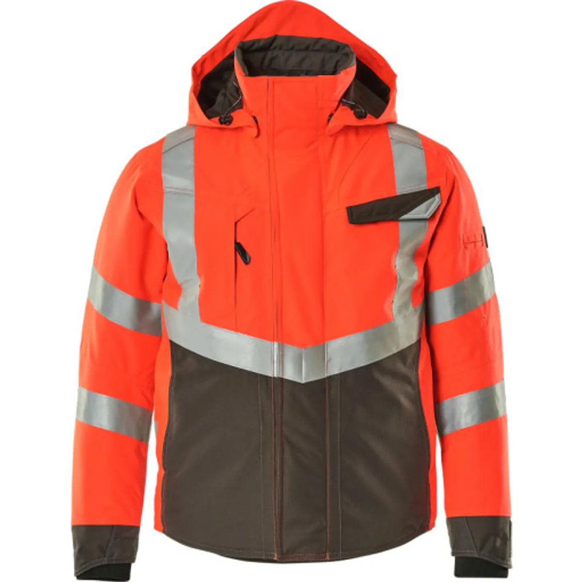 VINTERJAKKE,XL,HI-VIS RØD/MØRK