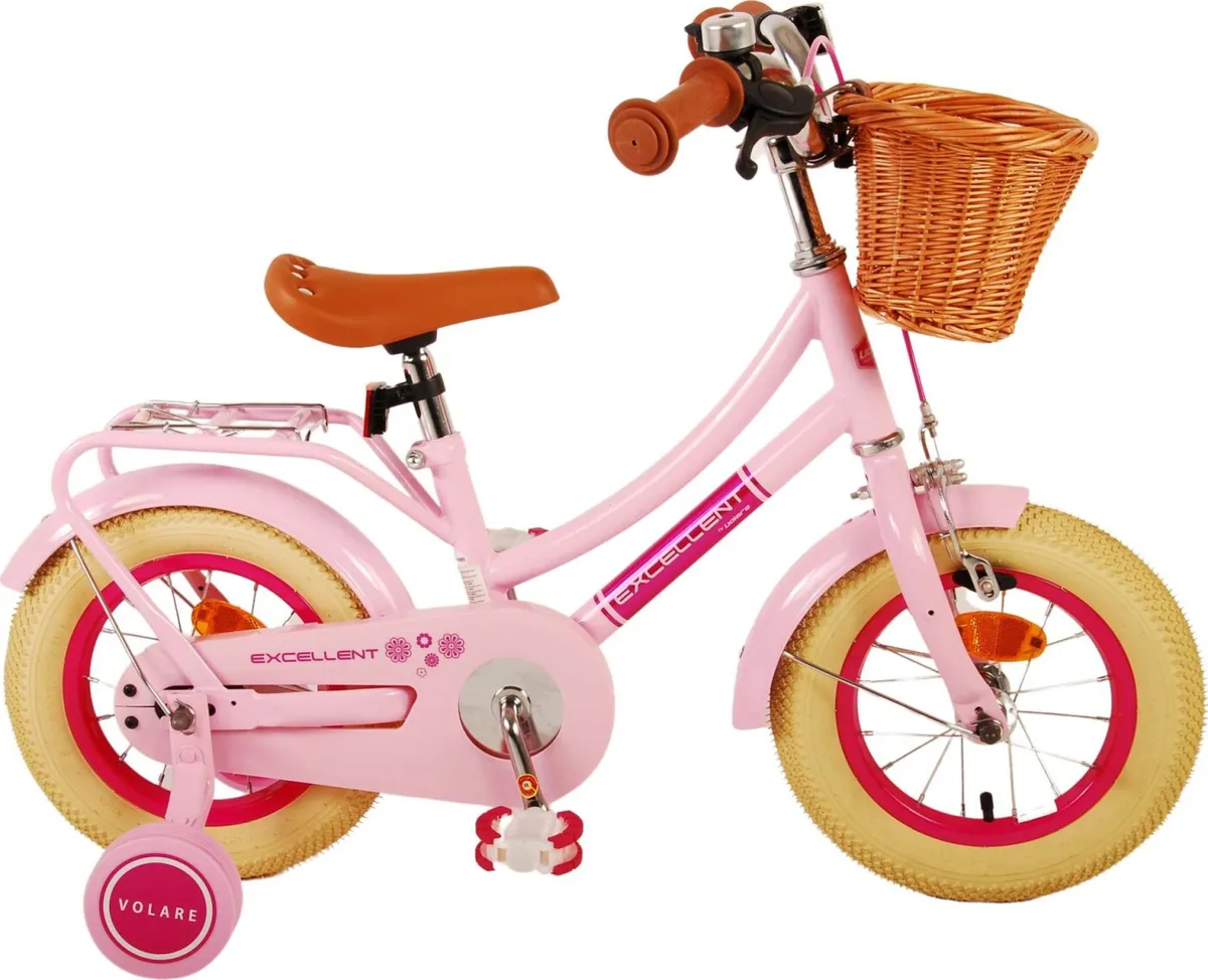 Volare - Børnecykel Med Støttehjul - 12'' - Excellent - Pink