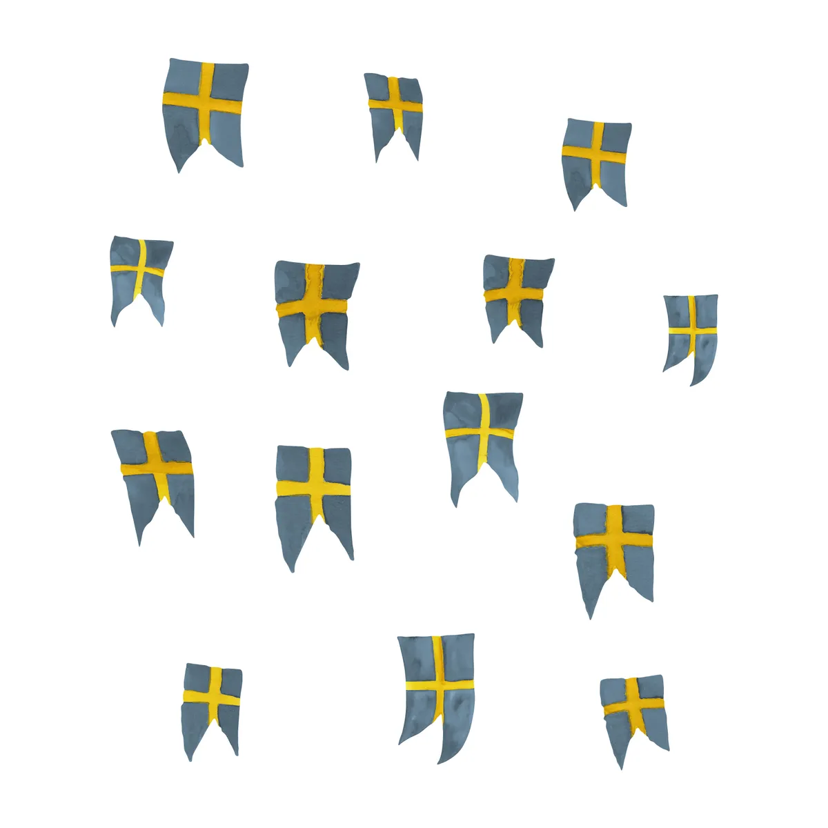 Vægdekoration - Svenske flag 14 stk (One size)