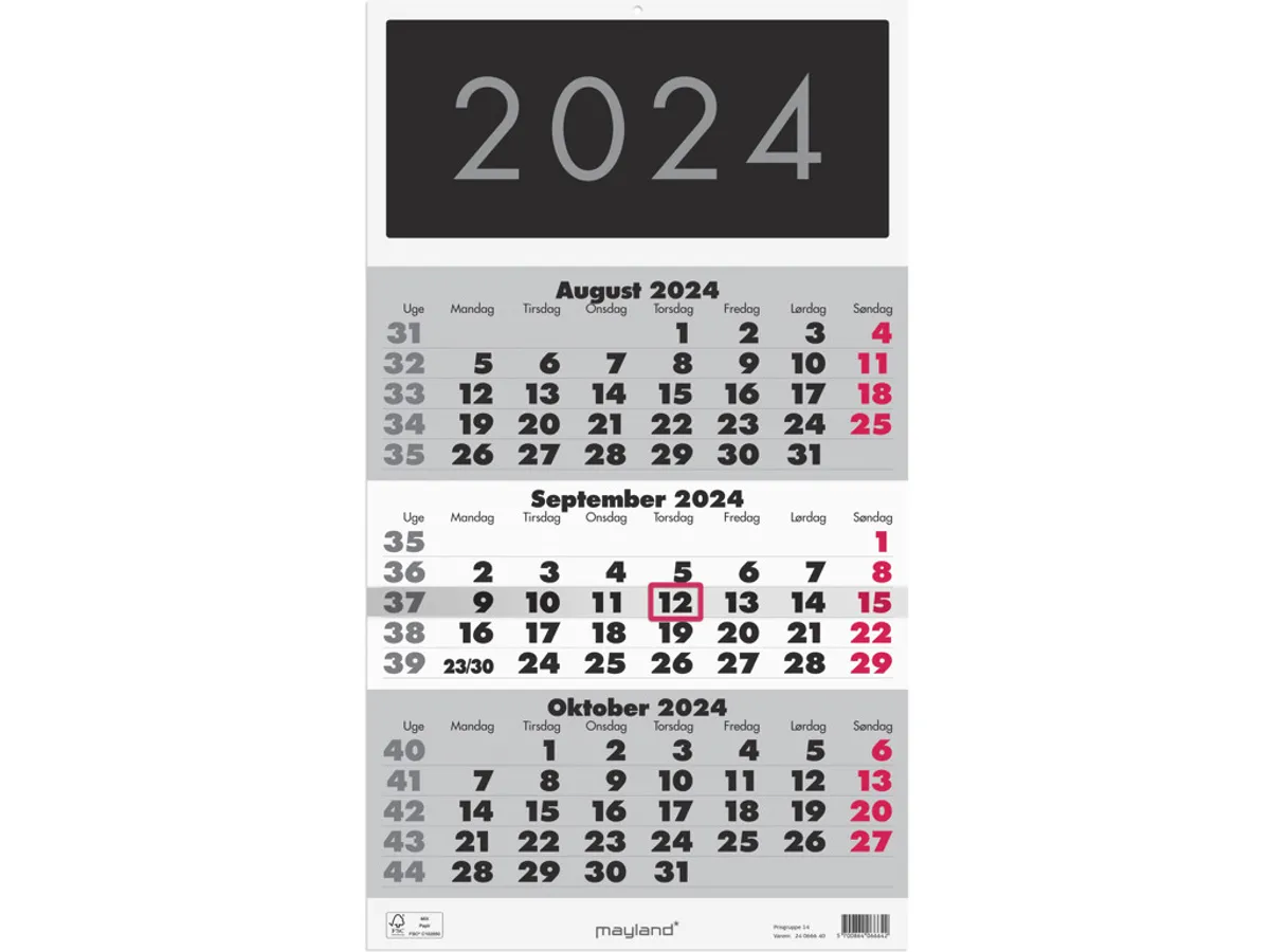 Vægkalender Triplanner 2024