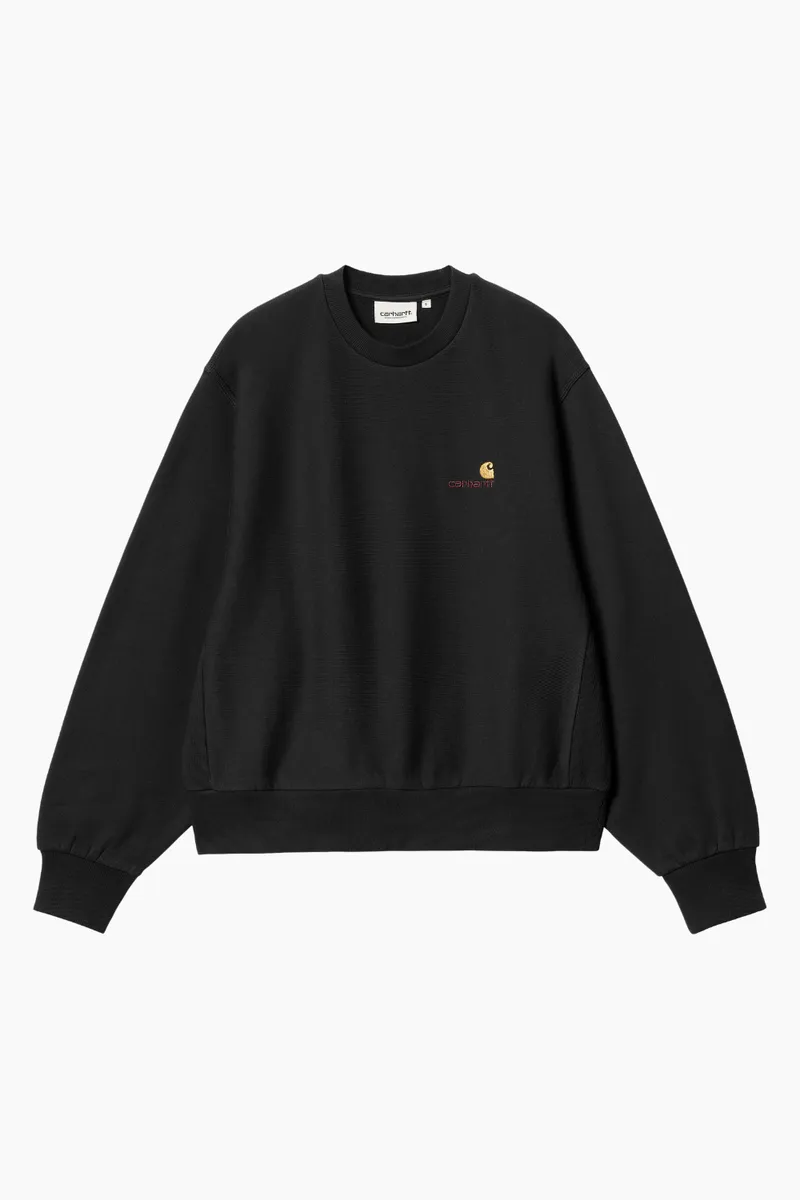 W' American Script Sweat - Black - Carhartt WIP - Sort M