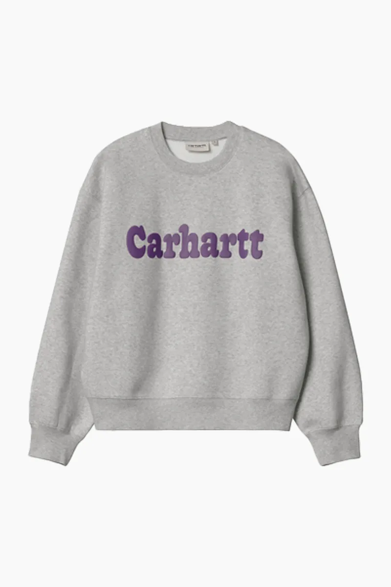 W' Bubbles Sweat - Grey Heather/Cassis - Carhartt WIP - Grå XS