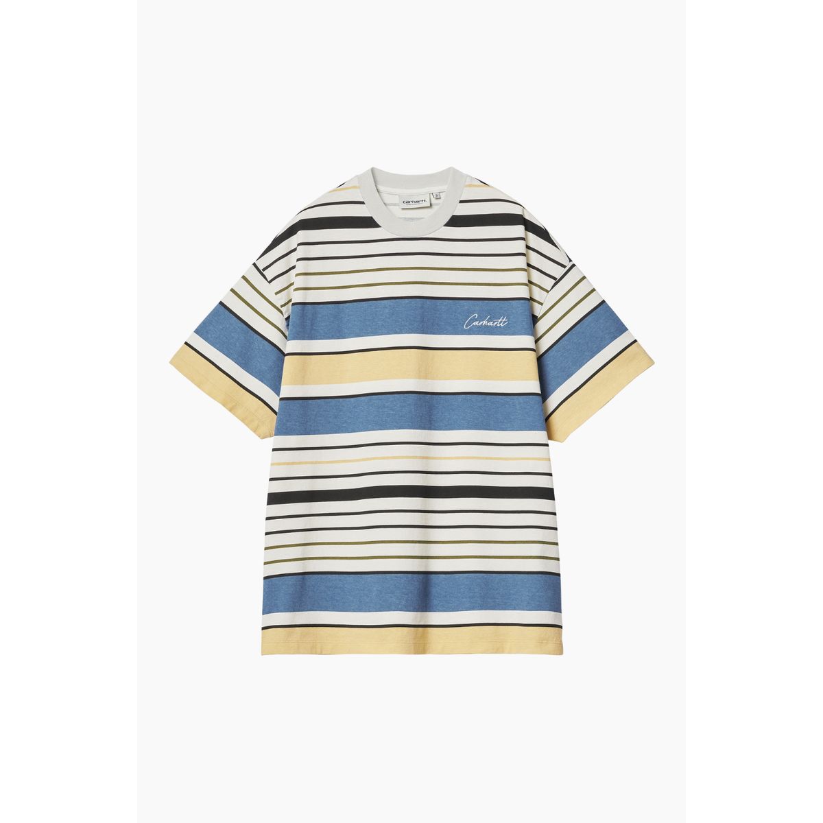 W' S/S Rowe T-Shirt - Rowe Stripe, Sorrent (Heavy Stone Washed) - Carhartt WIP - Stribet S