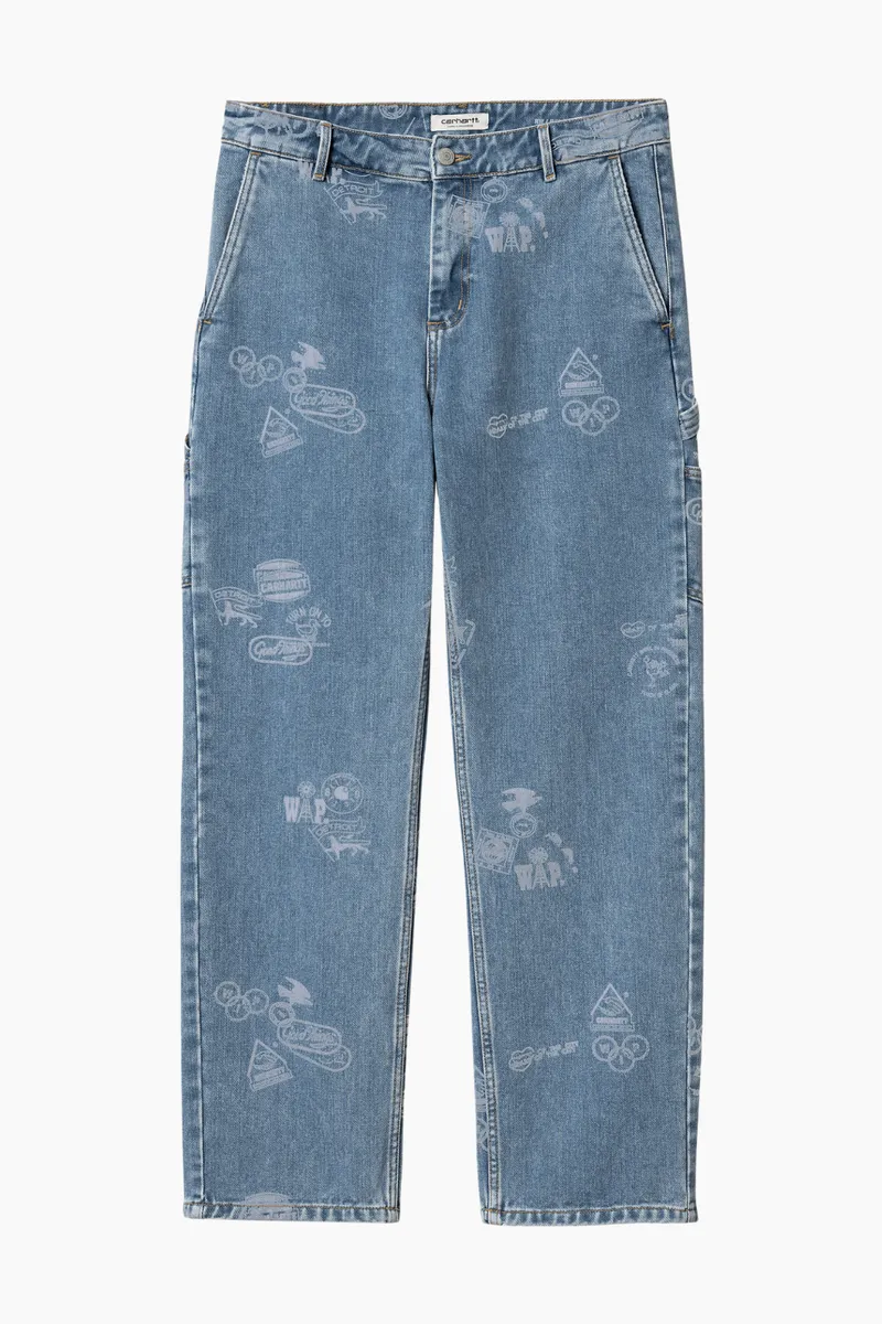 W' Stamp Pants - Stamp Print Blue Bleached - Carhartt WIP - Blå 26