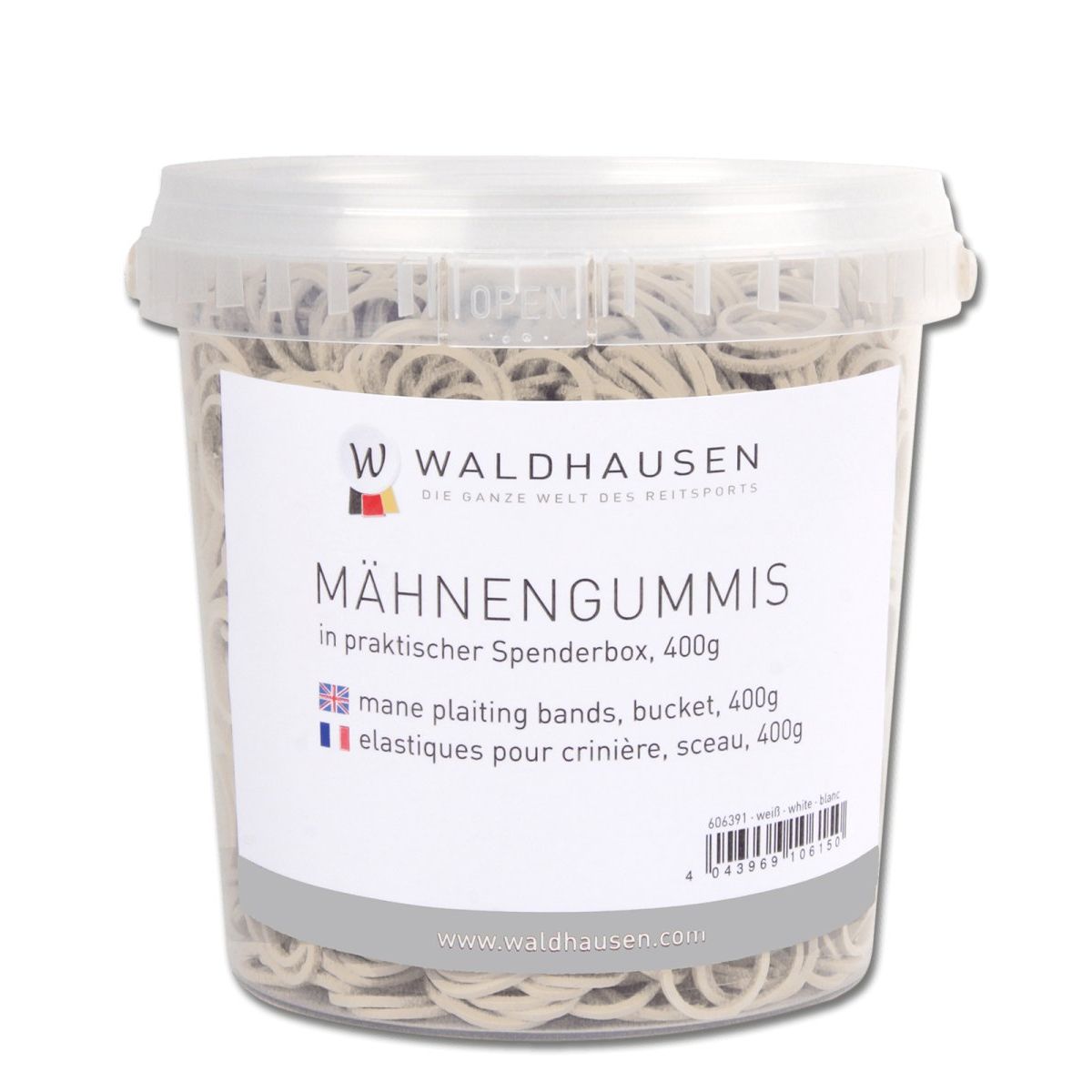 Waldhausen Mane Plaiting Bands in bucket, white, 400 g