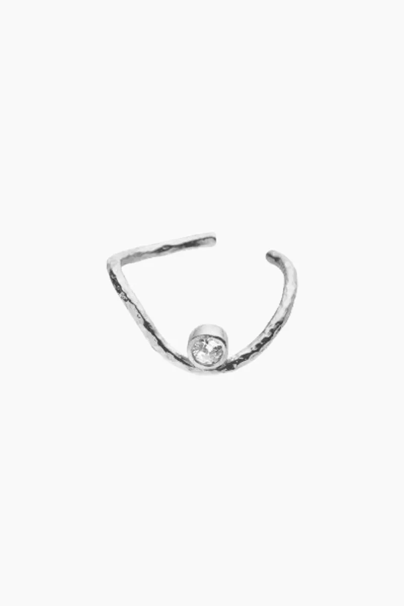 Wavy Ear Cuff - Silver With Stone - Stine A - Sølv One Size