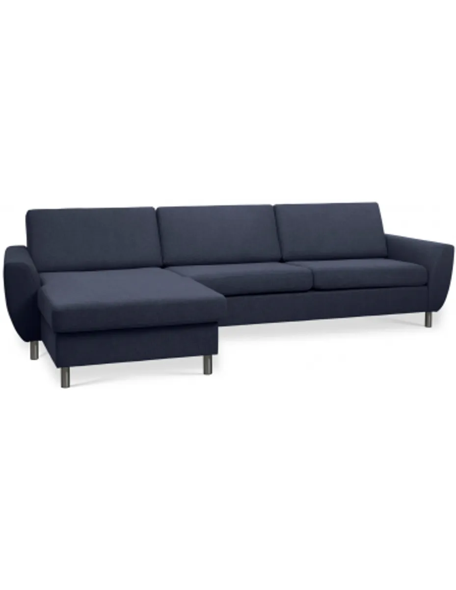 Wendy chaiselongsofa i polyester B308 x D149 cm - Børstet alugrå/Dyb blå