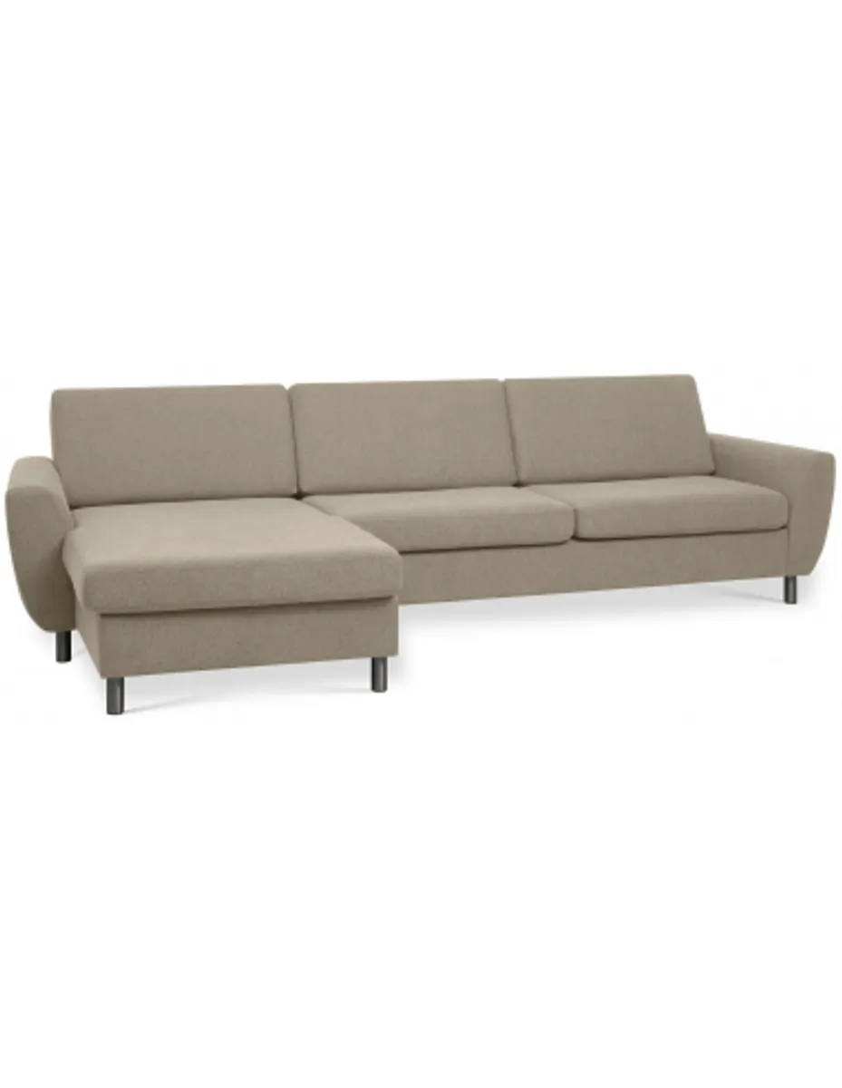 Wendy chaiselongsofa i polyester B308 x D149 cm - Børstet alugrå/Lysebrun