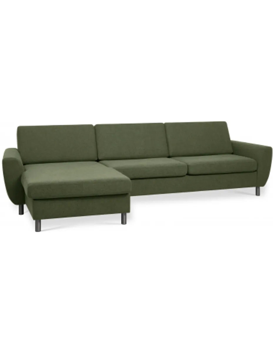 Wendy chaiselongsofa i polyester B308 x D149 cm - Børstet alugrå/Mosgrøn