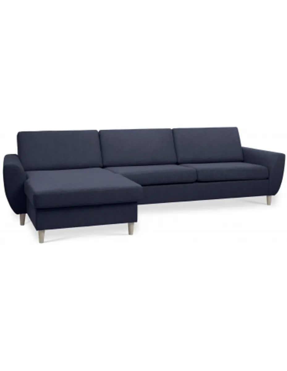 Wendy chaiselongsofa i polyester B308 x D149 cm - Natur/Dyb blå