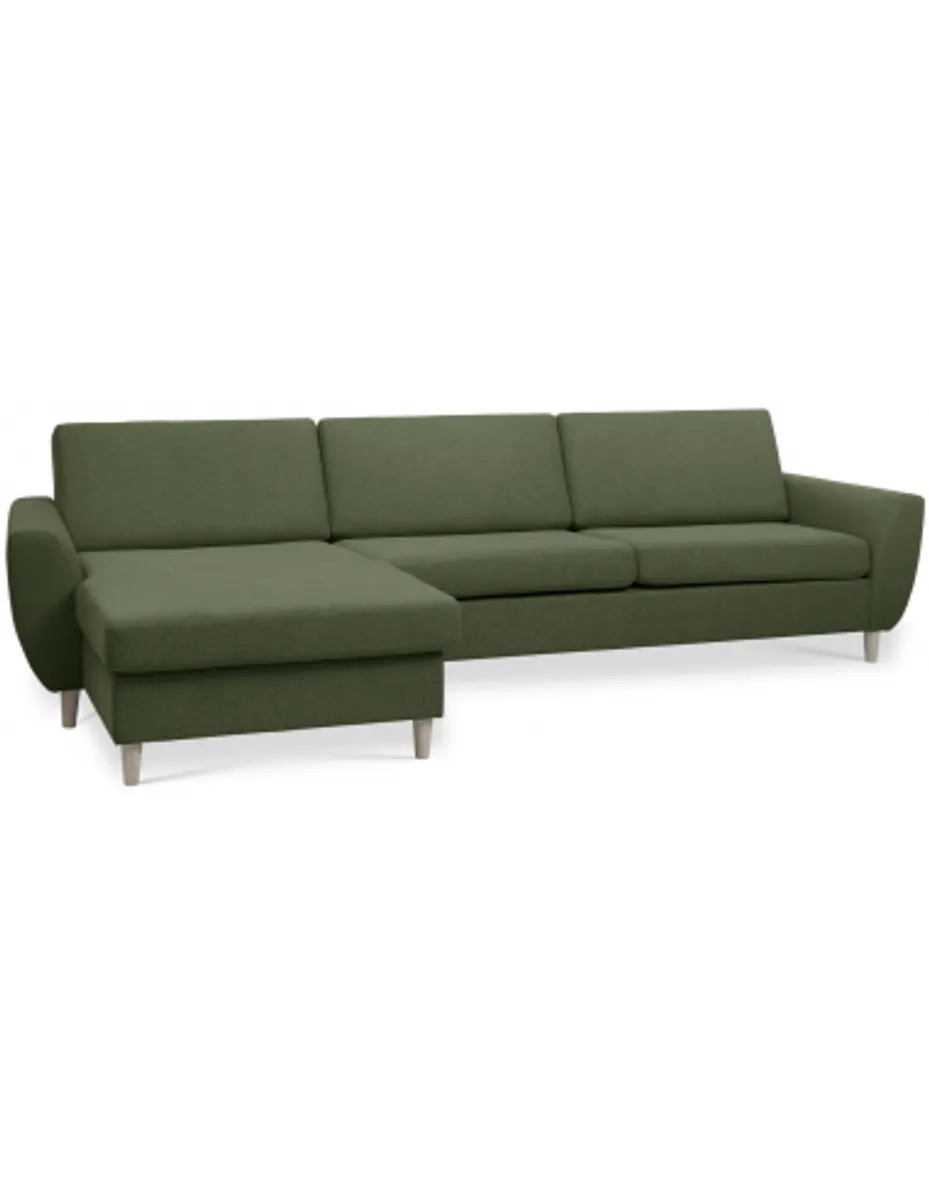 Wendy chaiselongsofa i polyester B308 x D149 cm - Natur/Mosgrøn