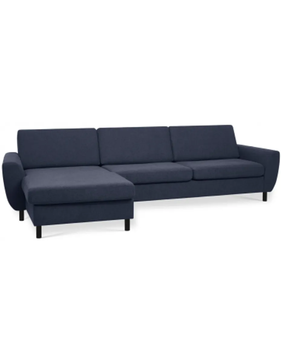 Wendy chaiselongsofa i polyester B308 x D149 cm - Sort/Dyb blå