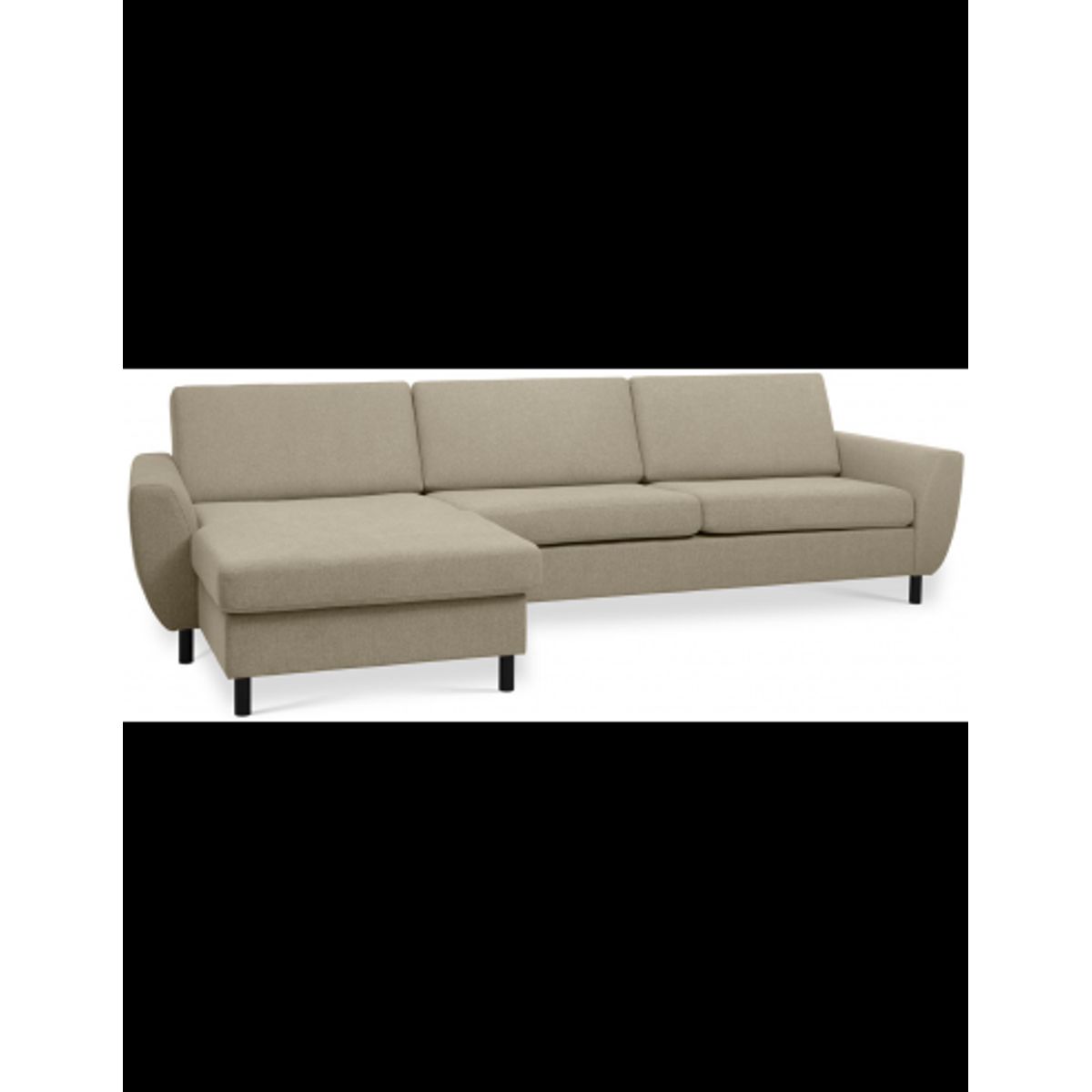 Wendy chaiselongsofa i polyester B308 x D149 cm - Sort/Lysebrun