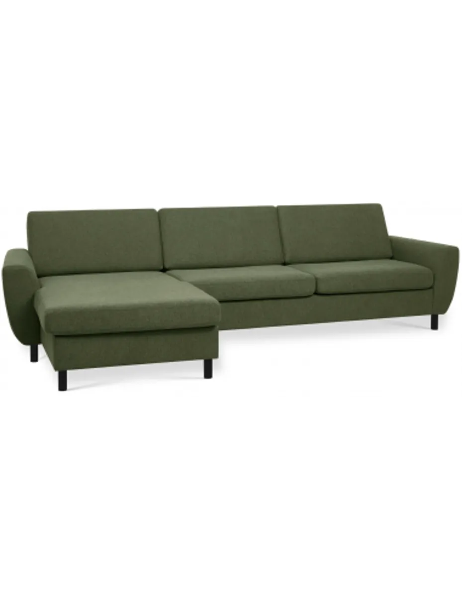 Wendy chaiselongsofa i polyester B308 x D149 cm - Sort/Mosgrøn