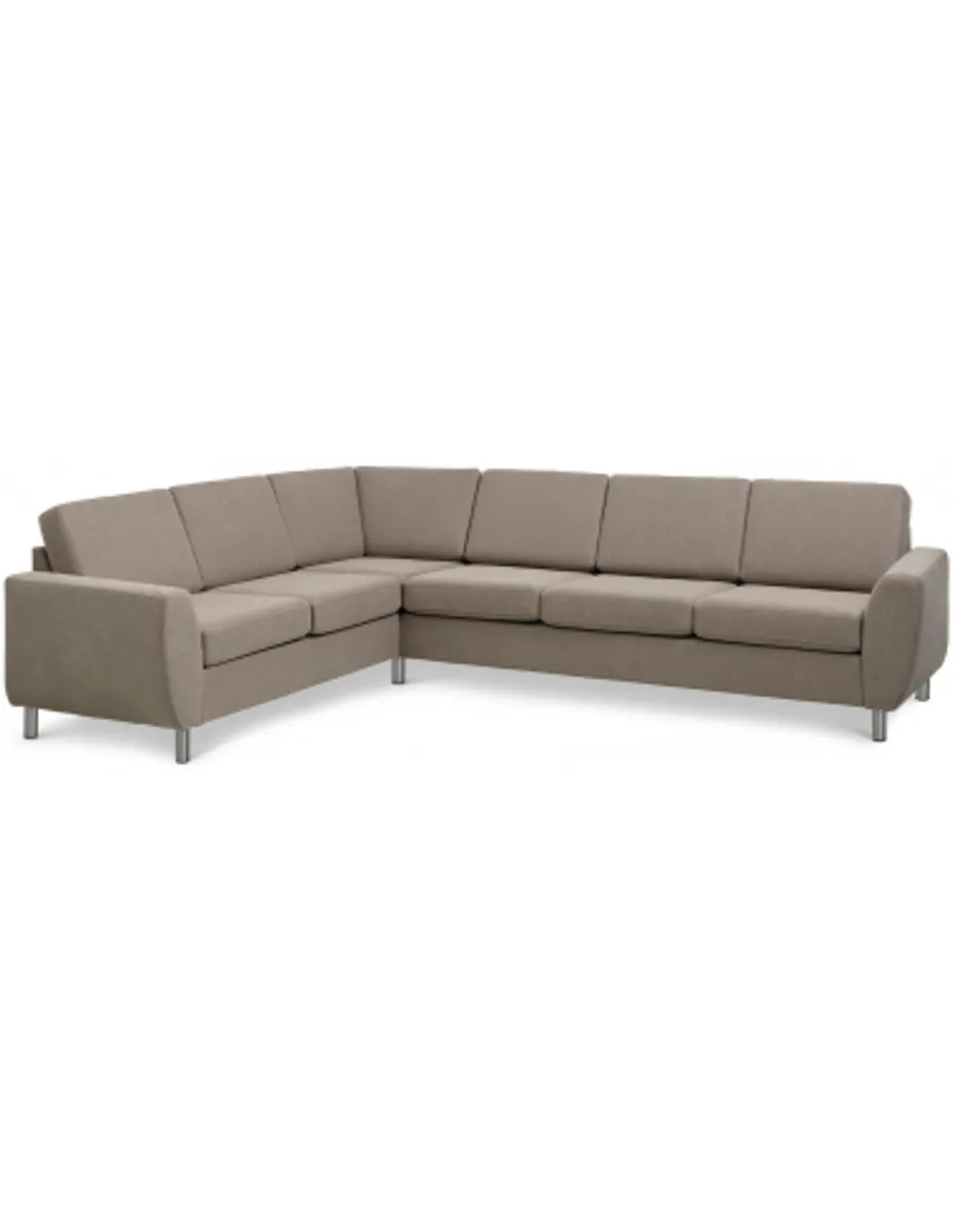 Wendy hjørnesofa i polyester B295 x D230 cm - Børstet alugrå/Lysebrun