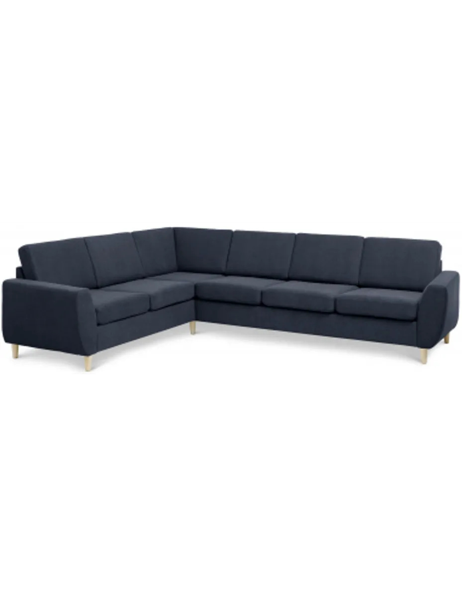 Wendy hjørnesofa i polyester B295 x D230 cm - Natur/Dyb blå