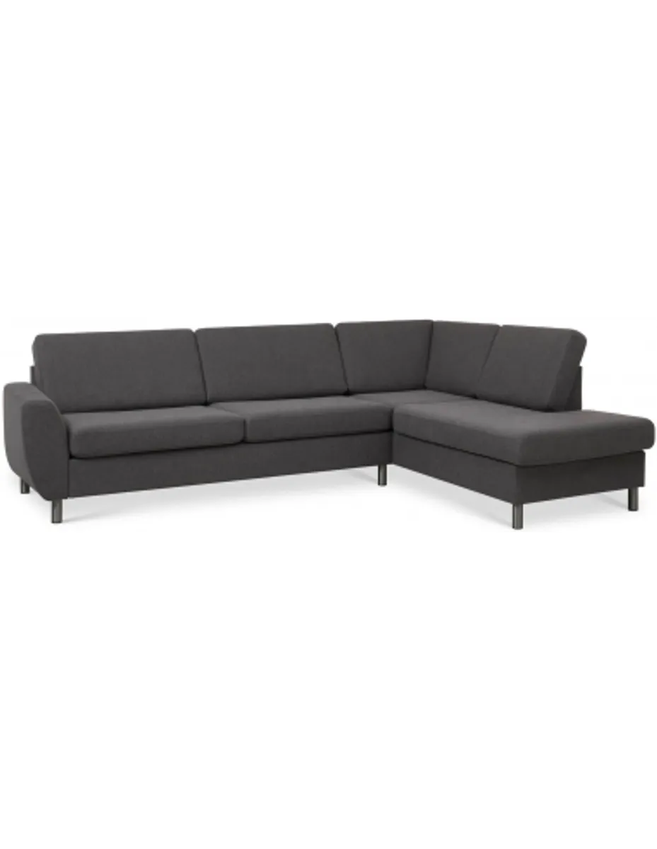 Wendy højrevendt chaiselongsofa i polyester B279 x D197 cm - Børstet alugrå/Antracit