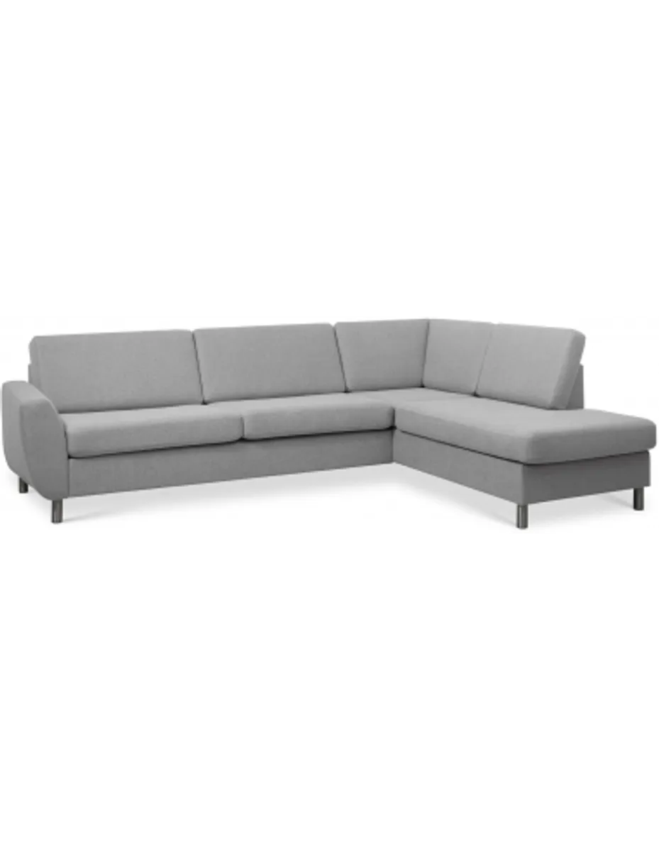 Wendy højrevendt chaiselongsofa i polyester B279 x D197 cm - Børstet alugrå/Grå