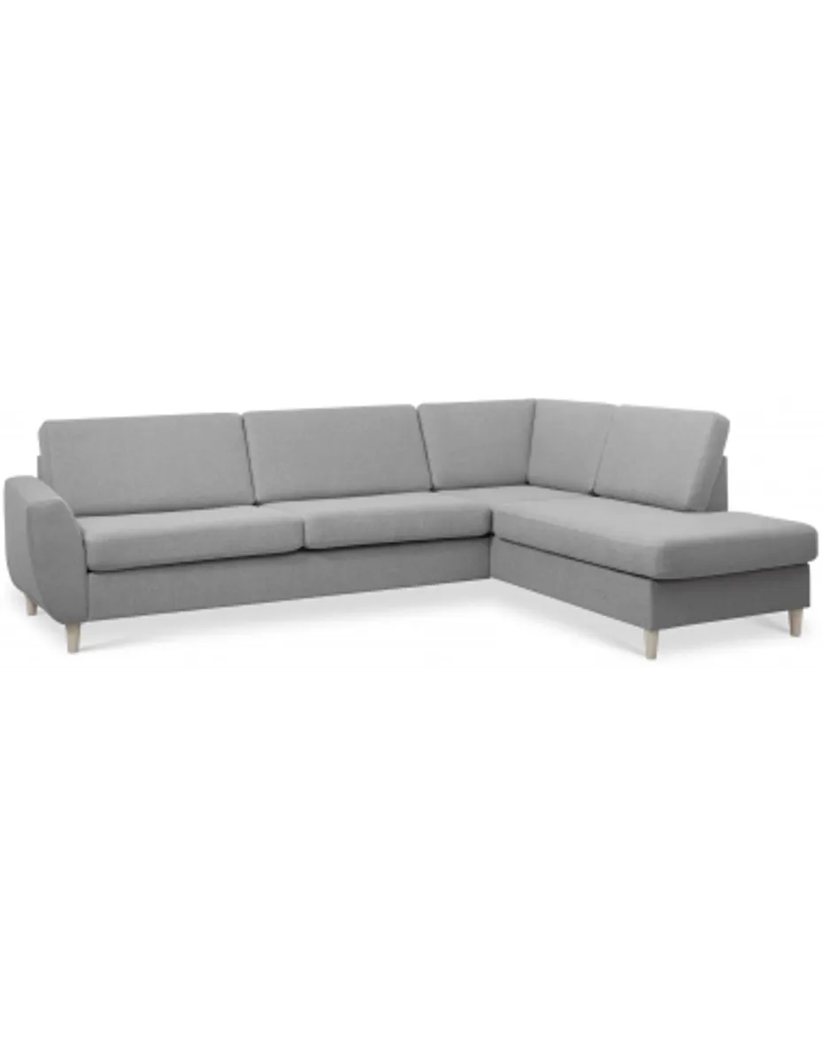 Wendy højrevendt chaiselongsofa i polyester B279 x D197 cm - Natur/Grå